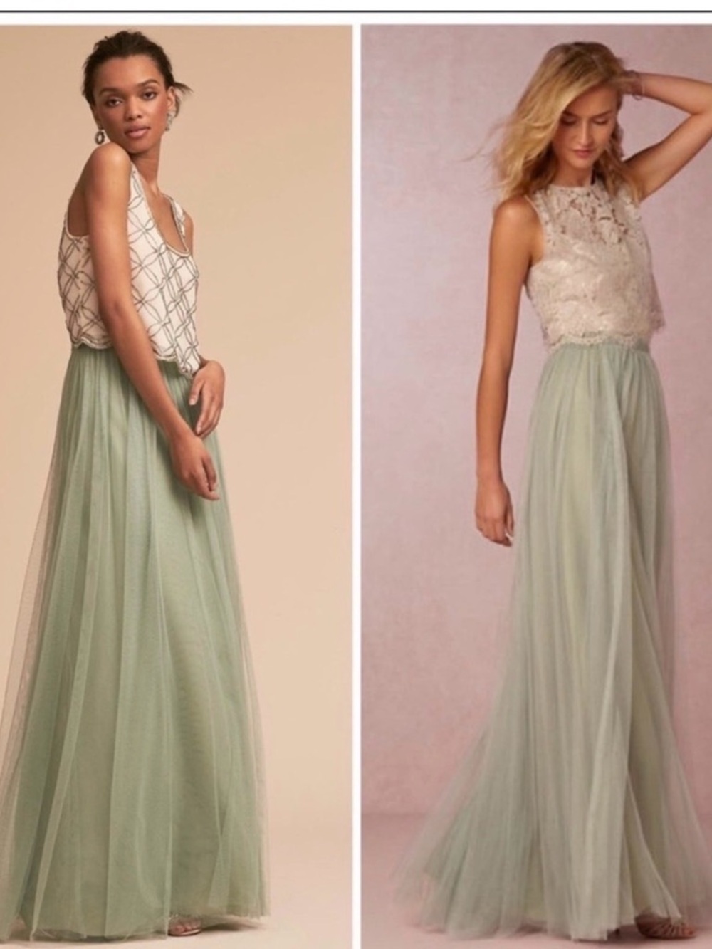 Bhldn Jenny Yoo Louise Tulle Skirt Sea Glass 4